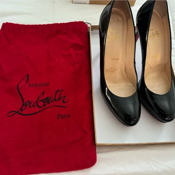 Authentic Christian Louboutin Simple Pump 100 Patent Calf with Box and Dust Bag